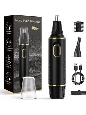 Rechargeable 2-in-1 Nose & Ear Hair Trimmer, Painless, Waterproof, Dual Edge